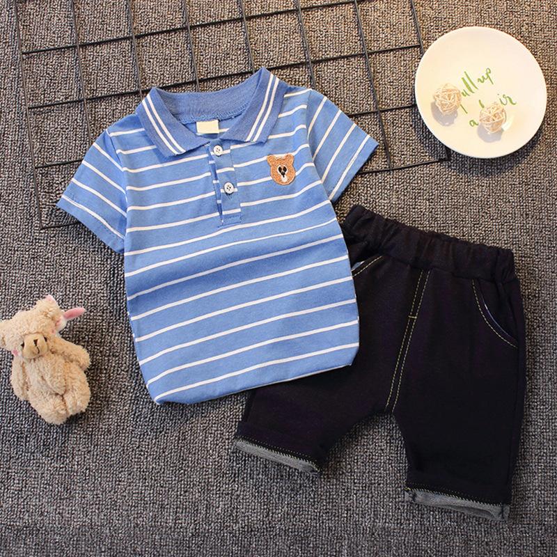 Boys' Casual Korean Style Two-Piece Set: Turn-Down Collar Shirt & Shorts, Summer Fashion for Kids