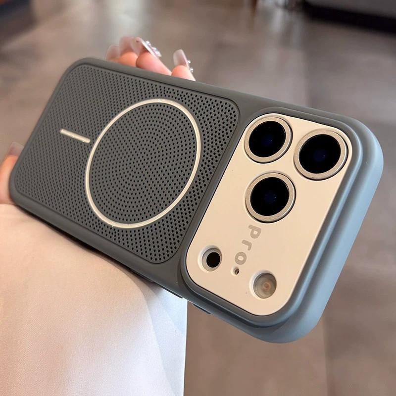Applicable to iPhone17proMax mobile phone case contrasting color large window heat dissipation Apple 16 magnetic suction 15 all-inclusive  case