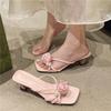 Stylish and exquisite beauty with skirt thick heel cool slippers women's 2025 new temperament versatile wear cool slippers
