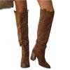 New Style Popular Women Fashionable Casual Vintage Retro Long Knee-high Cowboy Boots Square Heels Shoes Boot Woman Zapatos Mujer