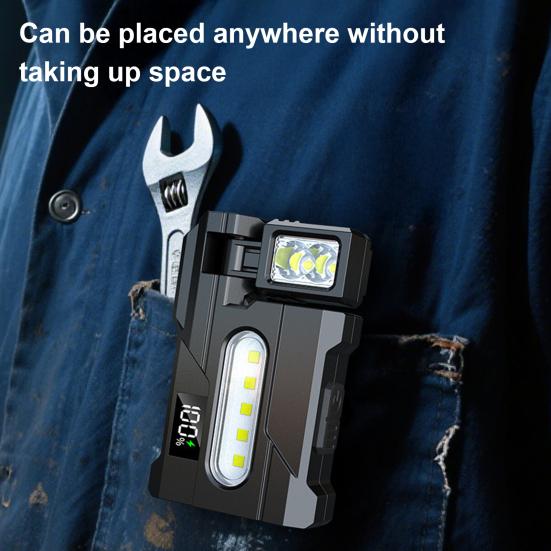 Yousheng 1/2Pcs EDC Flashlight Rotatable Super Bright Work Lamp USB Rechargeable IP68 Waterproof Magnetic Torch Outdoor Camping Hiking Emergency Lamp