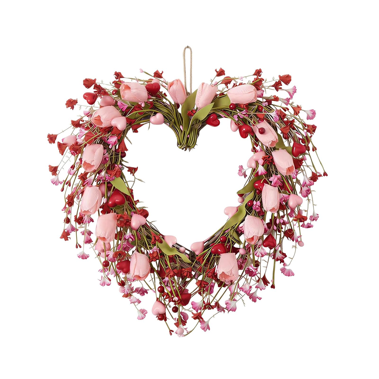 

Valentine s Day Wreath, Adorned With Forsythia, Heart-shaped Berries, And Green Leaves, A Perfect Front Door Wreath For Valentine s Day. One Size