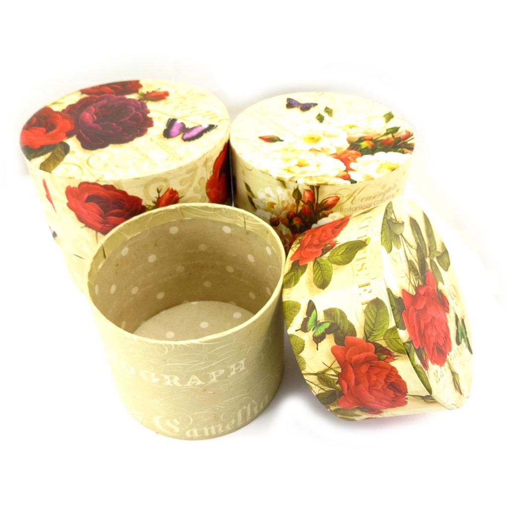 Les Trésors De Lily [K5075] - Set aus 3 stapelbaren Dosen 'Botanischer Garten' rot-beige