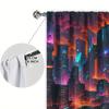 2pcs Future Technology Cyberpunk Printed Curtain for Home Decor - Rod Pocket Window Treatment for Bedroom, Office, Kitchen