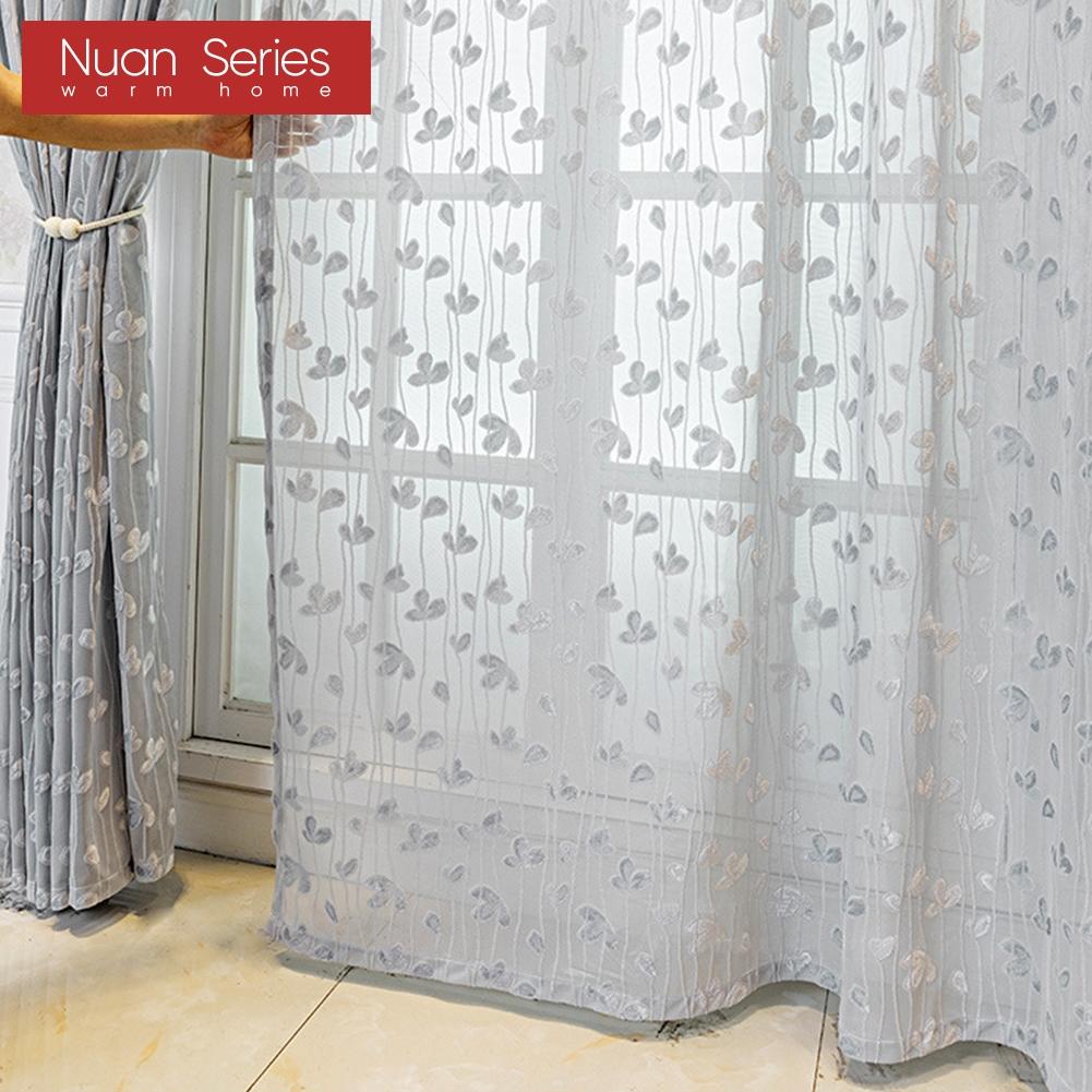 1PC Nuan Series Elegant 10-20% Shading Jacquard Soft Tulle Curtain for Living Room Bedroom Home Decoration