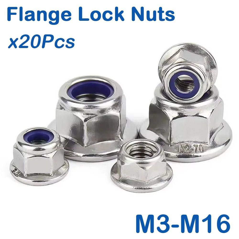 Anti Loose Hex Flanged Nuts Nylon Insert Nylon Lock Nuts New Fastener Nuts  GB Standard