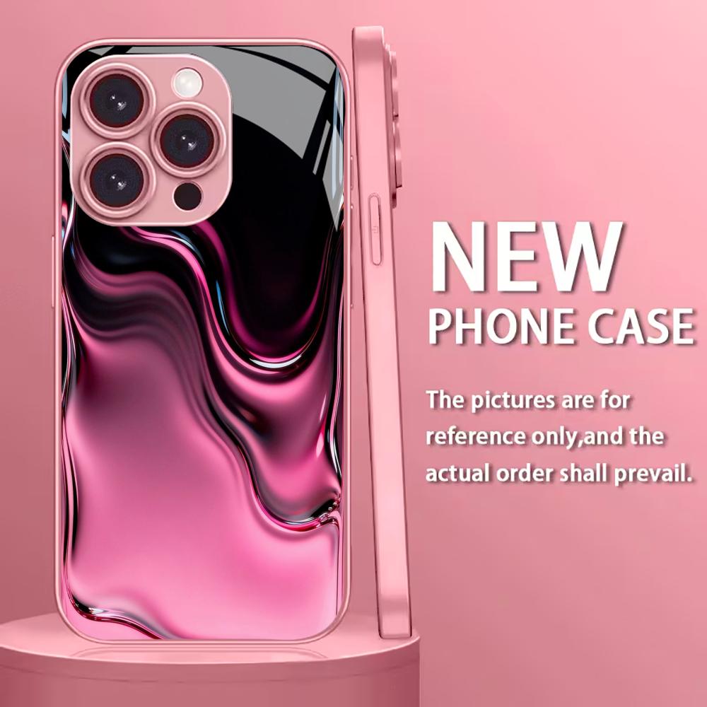 deep pink Texture Madam Protect PhoneCase Glass PhoneCase for iPhone 17 16 15 14 13 12pm Pro Plus Dropresistant cellphone Female