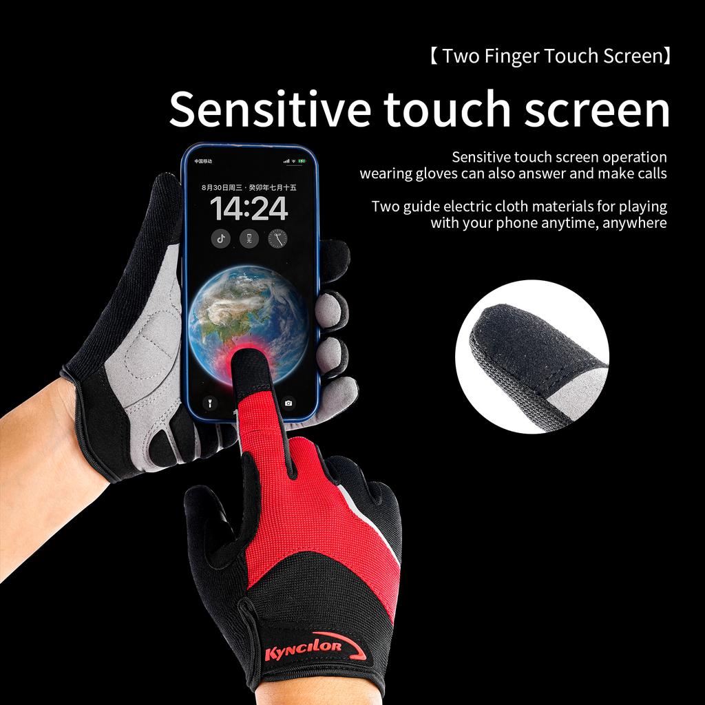 Rękawiczki rowerowe odblaskowe z ekranem dotykowym, antypoślizgowe, z wkładką amortyzującą, rękawiczki na rower MTB, sportowe, fitness, do biegania