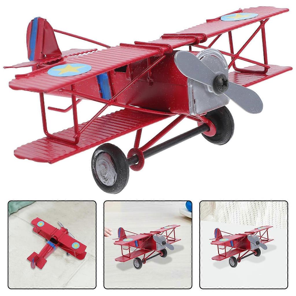 Iron Airplane Model Decor For Kids Birthday Party And Aviation Enthusiasts 2Pcs Vintage Style