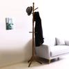 Fuji Boeki Slim Wooden Coat Hanger Rack, 50.8cm Wide x 43cm Deep x 183cm High, Dark Brown, 3-Tier Hooks, Suitable for Entryways, Product Number: 10264