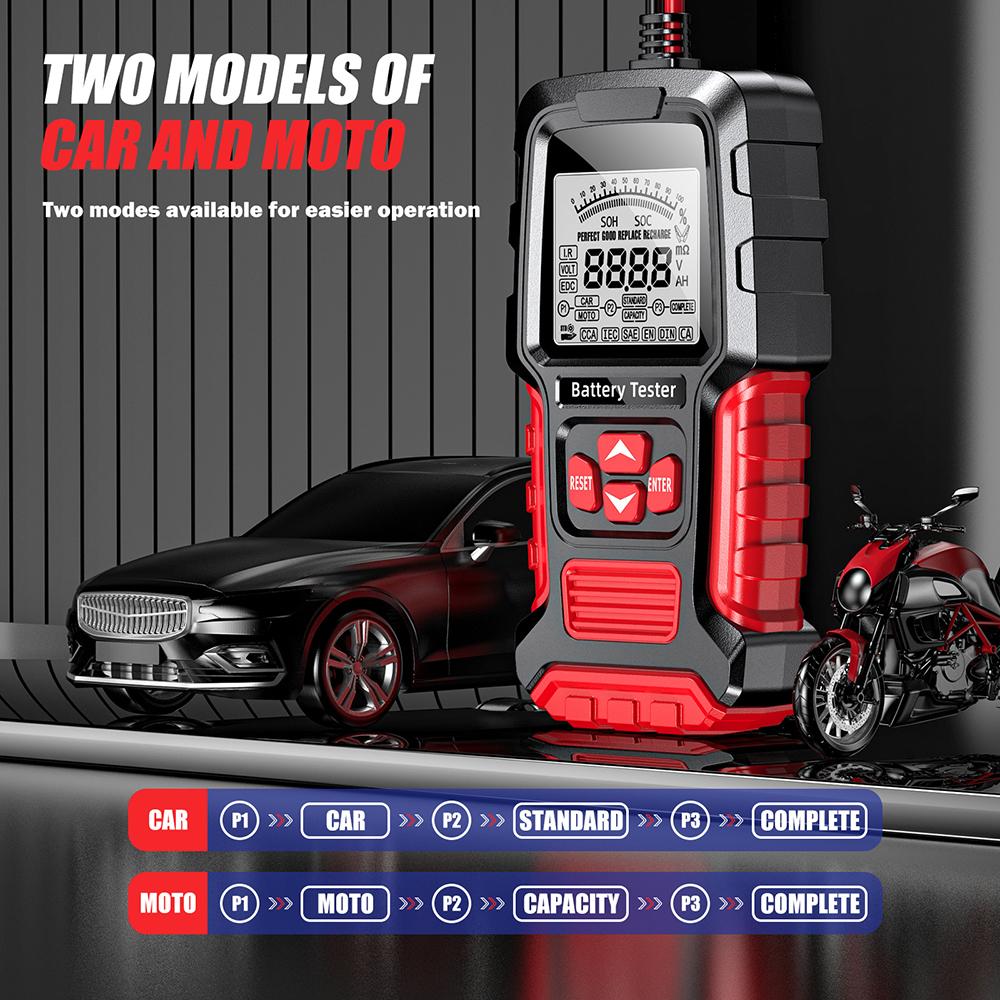 Car Battery Tester 12V 24V Lead-acid Battery Test LCD Digital Measurement Diagnostic Tool for Vehicle Truck Motorcycle SUV