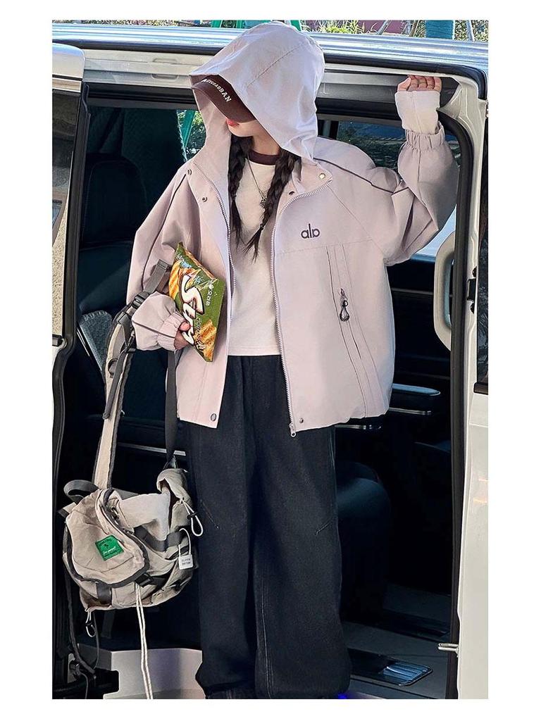 Girls' Casual Hooded Windbreaker - Autumn/Spring 2025 Sports Jacket for Big Kids