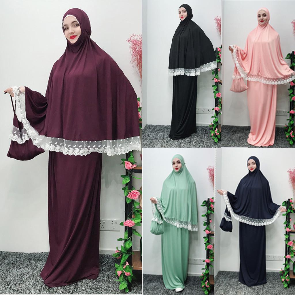 Muslim Women Ouble-Layered Large-Scale Mosque Lace Robes Dubai Cardigan Ramadan