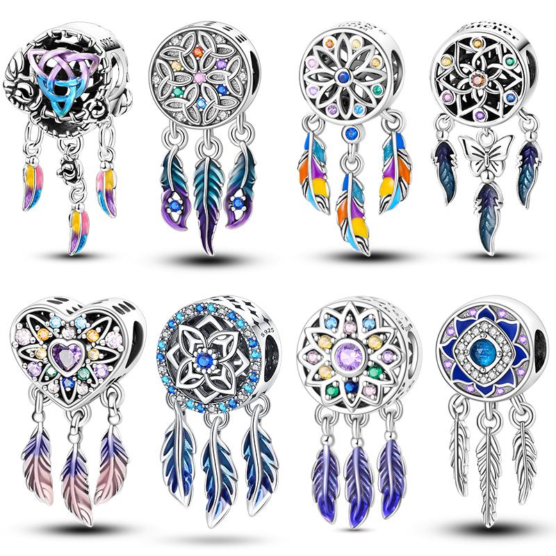Copper Colorful Dreamcatcher Charms Pendants Fit Original Bracelets Exquisite Diy Birthday Jewelry Gift