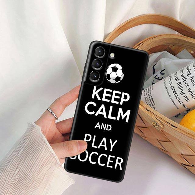 Fire Football Soccer Ball Phone Case For Samsung Galaxy S24 Ultra S23 5G S20 S21 23 FE S25 S22 S24FE Plus Case Black Soft Cover
