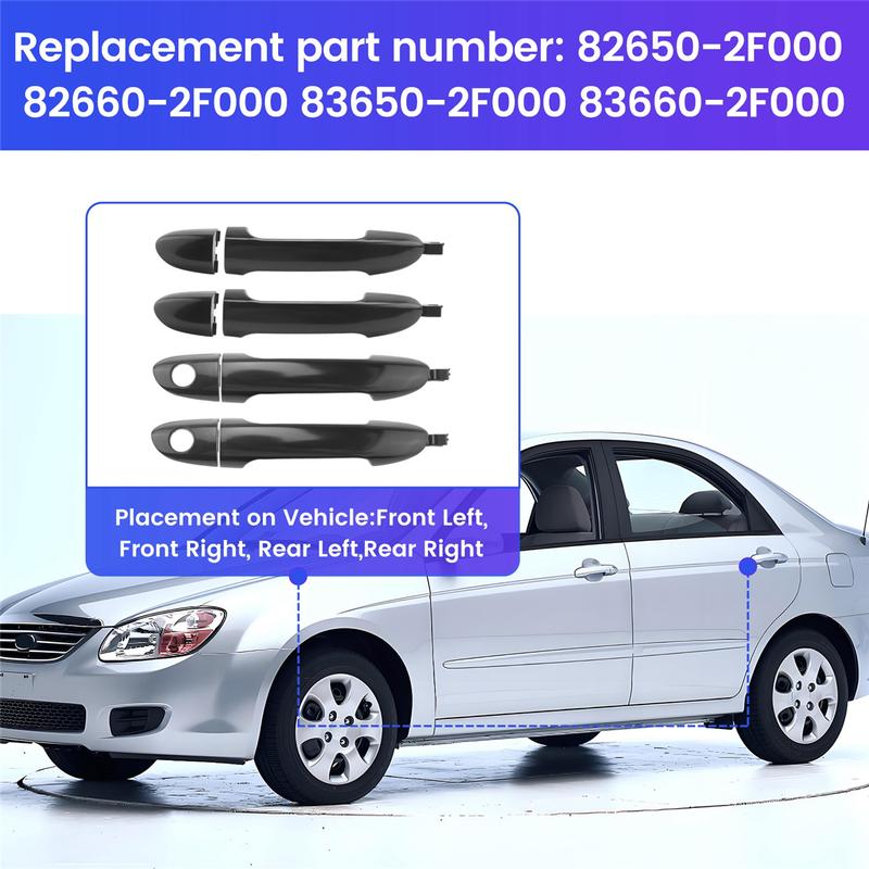 Durable 4 Pcs Front Rear Left Right Outside Door Handle for Kia Spectra5