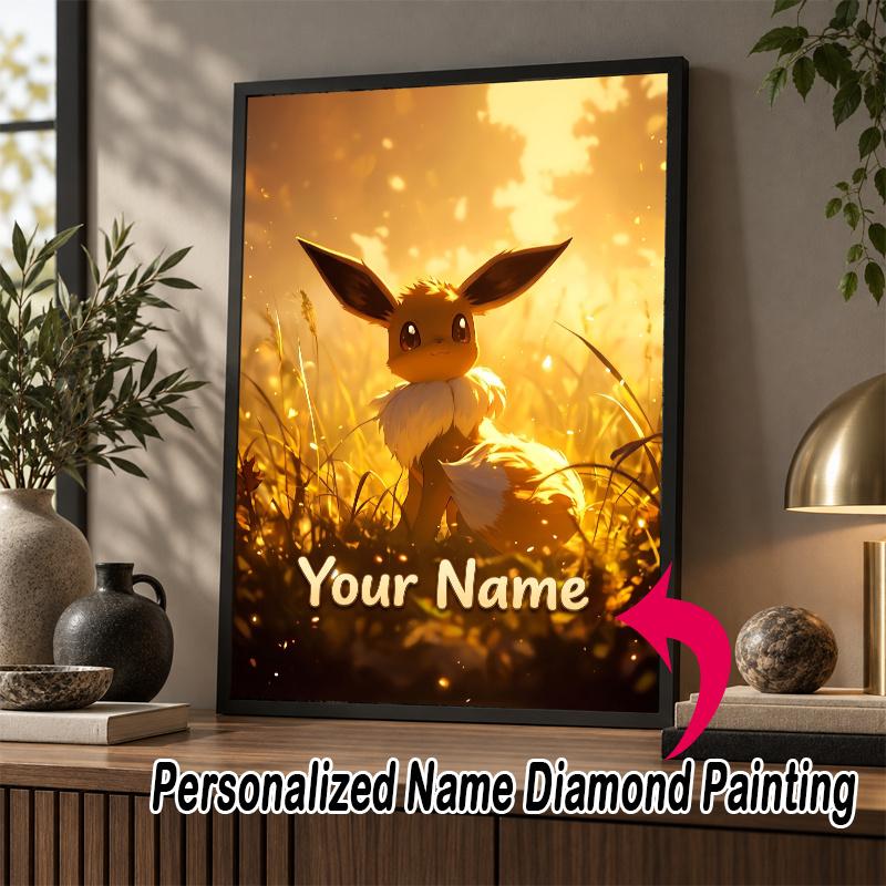 Personalized Eevee Diamond Art Custom Name 5D Diamond Painting Full Drill DIY Craft