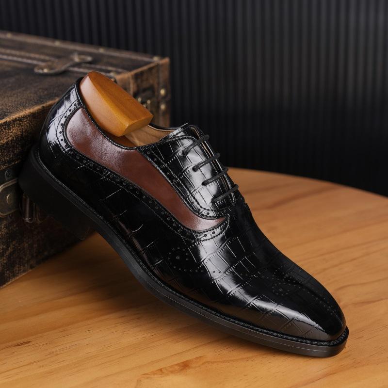 Leather shoes men's British business casual men's leather shoes retro lace-up trend versatile men's wedding shoes