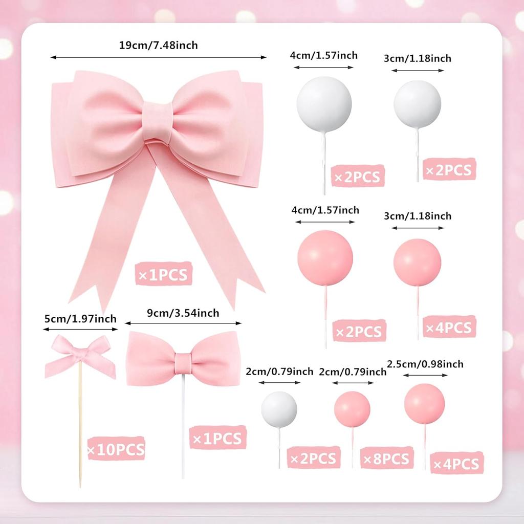 Oversized Pink Bow Cake Toppers for Girls EVA Foam Bowknot Princess Cake Decorations Wedding Cake Topper for Baby Shower