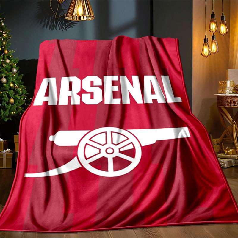 Coperta con stemma dell'Arsenal Football Club Coperta in flanella da esterno per campeggio, escursionismo, feste in giardino, essenziale per picnic, regalo per famiglia e amici