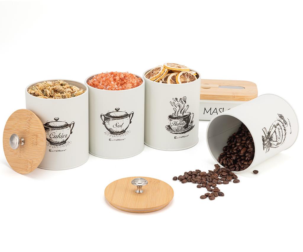 Set Of 4 Kitchen Containers And Butter Dish E-6056