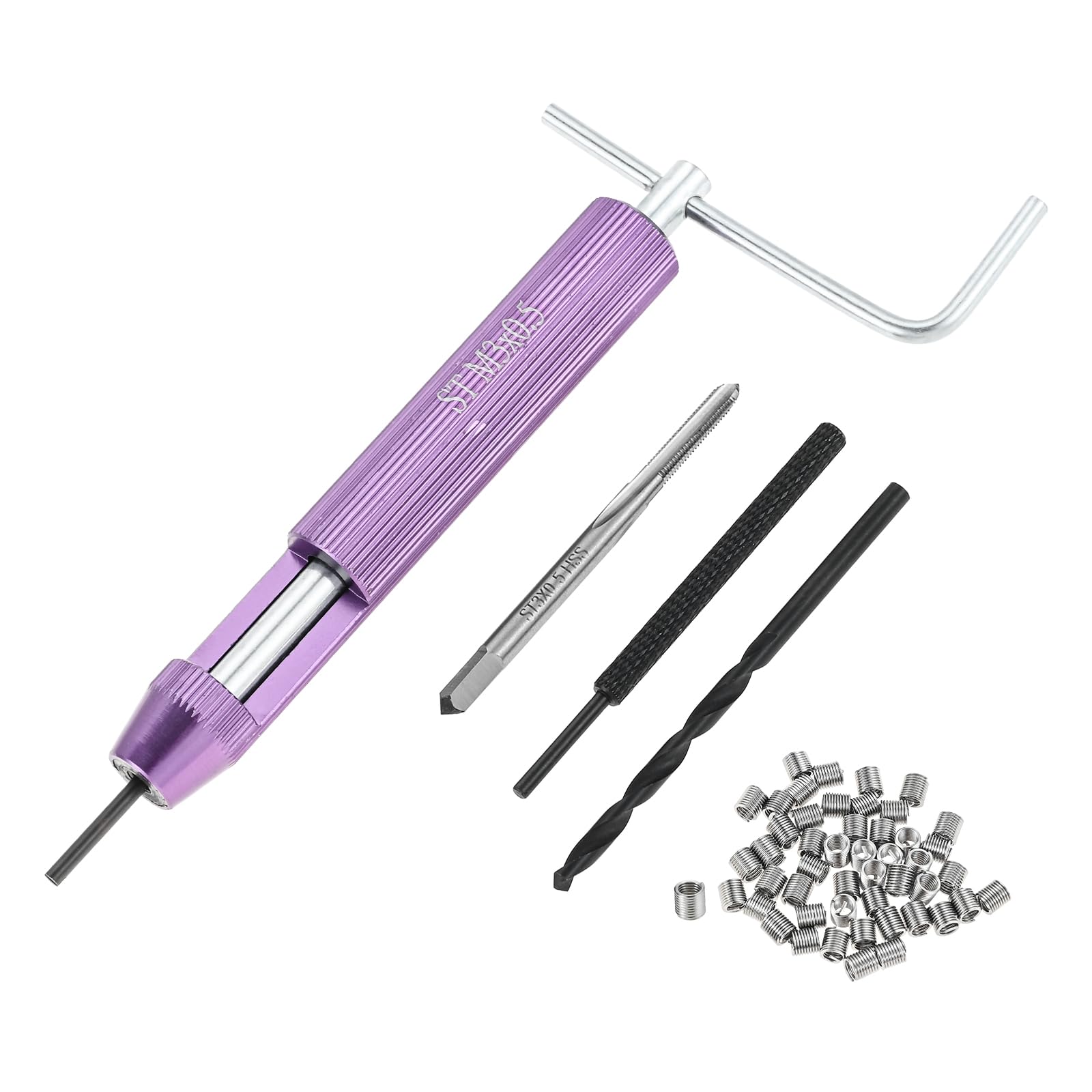 

Lemfema Набор для ремонта резьбы Вставка-спираль для ремонта резьбового отверстия из нержавеющей стали для винта с инструментом для ремонта резьбового отверстия с установочным винтом Предотвращает винты от