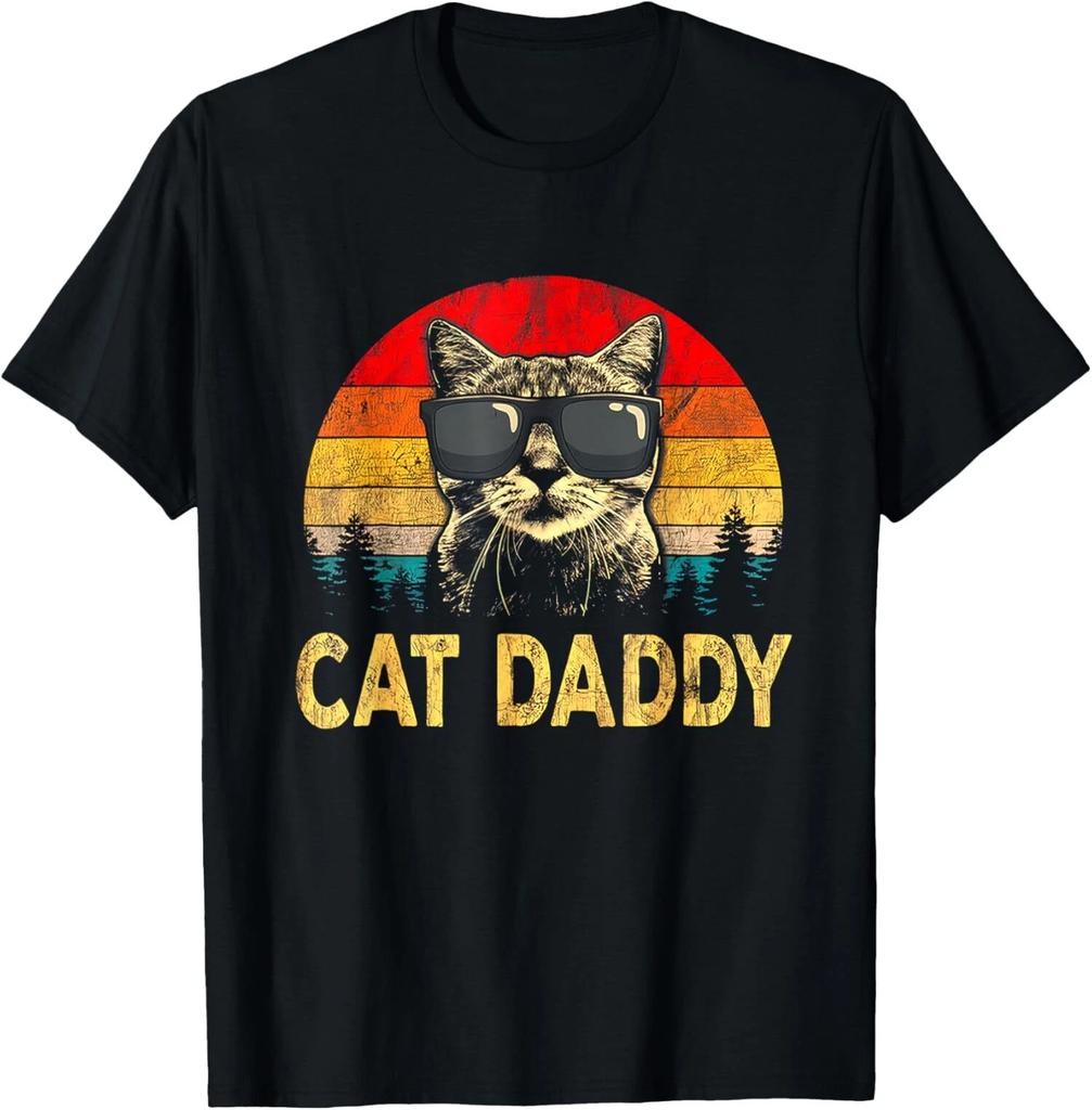 Mens Vintage Cat Daddy Funny Cat Lover Gift Cat Dad Unisex T-Shirt