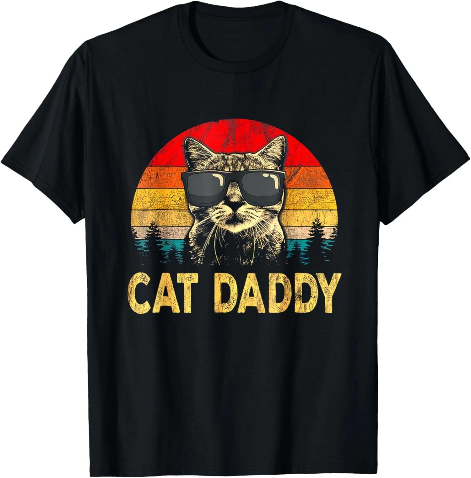 Mens Vintage Cat Daddy Funny Cat Lover Gift Cat Dad Unisex T-Shirt XXXXL