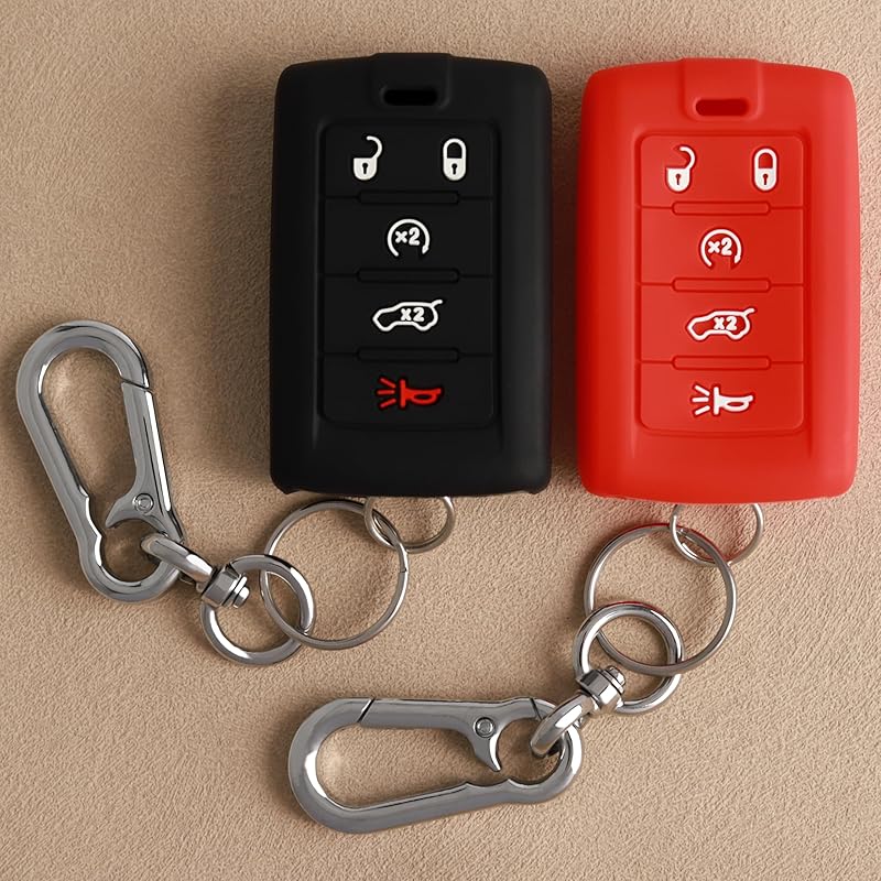 TANDRIVE 5-Button Key Fob Cover For Jeep 2025 Grand Cherokee Wagoneer, Silicone, 2-Pack, Black
