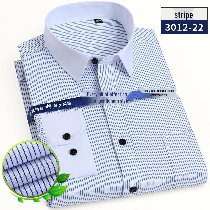 Men's Long Sleeve White Striped Professional Shirt - Ideal for Business, Casual, Interview, or Workwear (Logo Available)