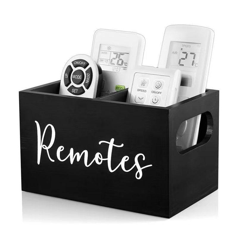 

Wooden Remote Control Storage Box with Dividers Makeup Organizer Tea Bag Coffee Packet Storage Box чёрный