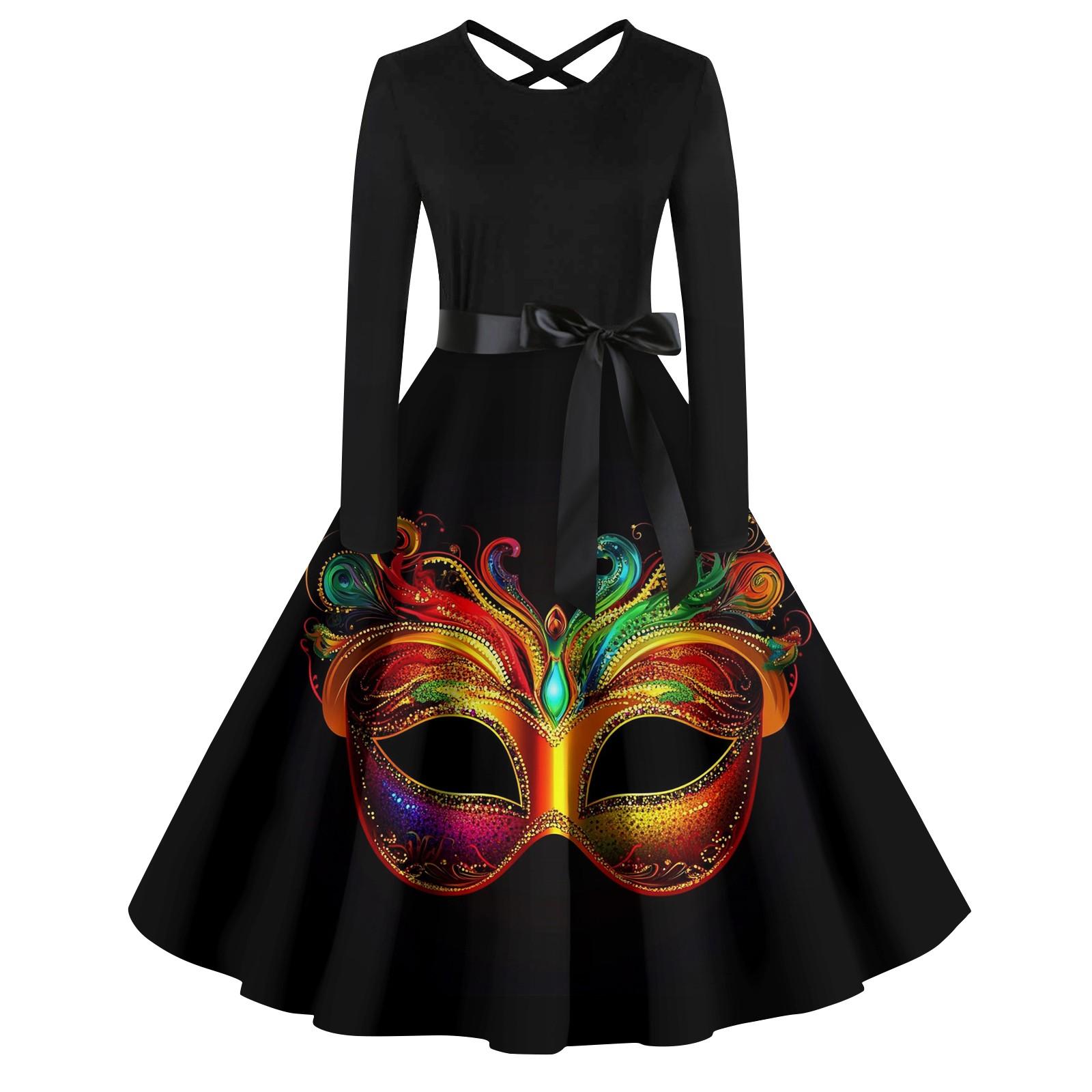 

Женский повседневный пуловер с круглым вырезом и принтом, платье с высокой талией и длинными рукавами XXXL