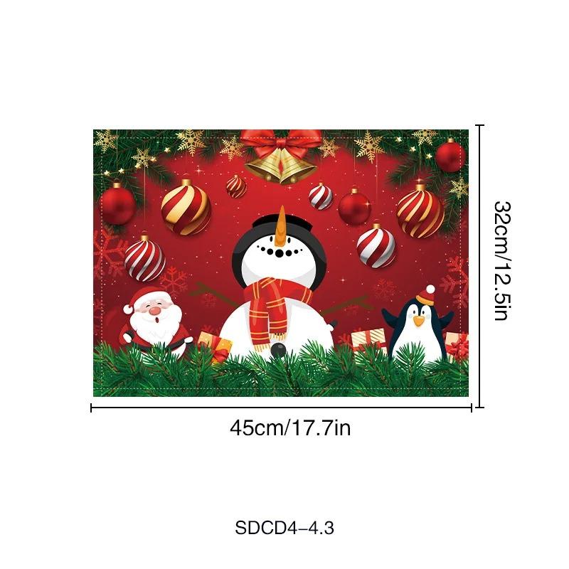 4/6/8pcs New Christmas Placemat Festival Decoration Set Santa Claus Linen Tableware Pads Tablecloth for Christmas Celebrations