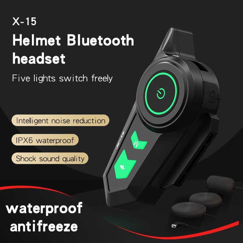 X-15 Motorcycle Helmet Bluetooth Headset IP65 Waterproof 5 Kinds Of Breathing Ambient Lights 40mm Dynamic Horn Speaker Unit X15