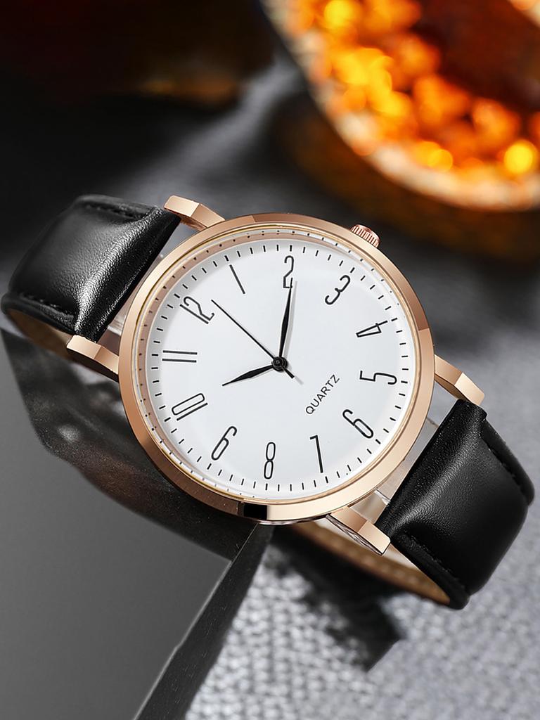 A fashionable, simple and versatile quartz watch with a thin, round and retro large dial for ladies