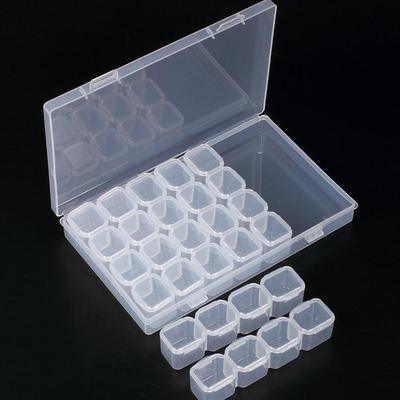 28-Grid Transparent Nail Art Storage Box with Individual Lids for Ornaments