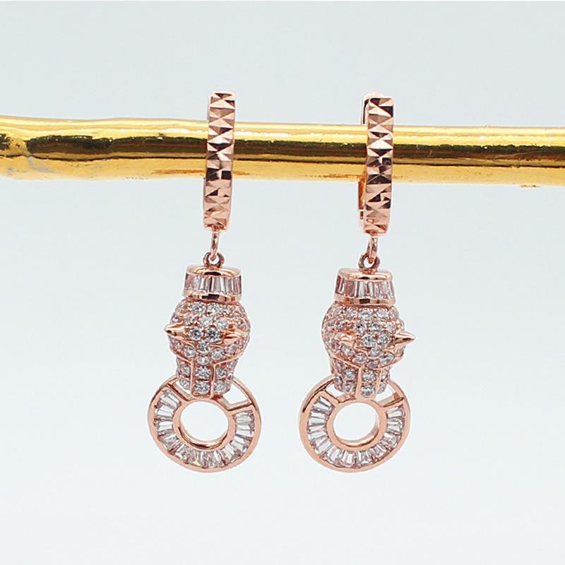 

Exquisite Russian Purple Gold Personalized Full Diamond Leopard Head Earrings Fashionable Rose Gold Colored Gold Zircon Earrings Jewelry (rose gold plated pair)
