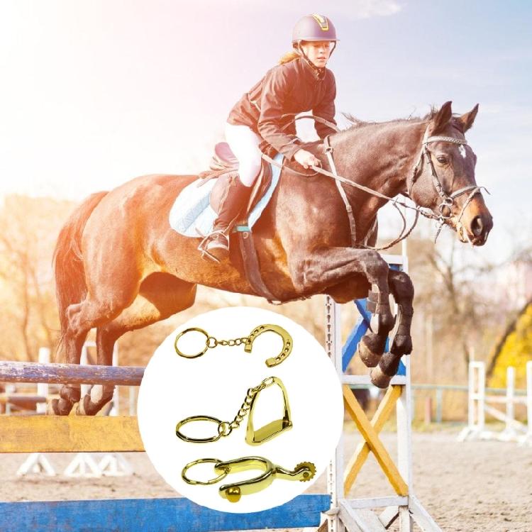 Set of 3pcs Alloy Horse Show Keychain Detailed Unique Shape Design Key Organiser Chain for Riders Hanging Decors