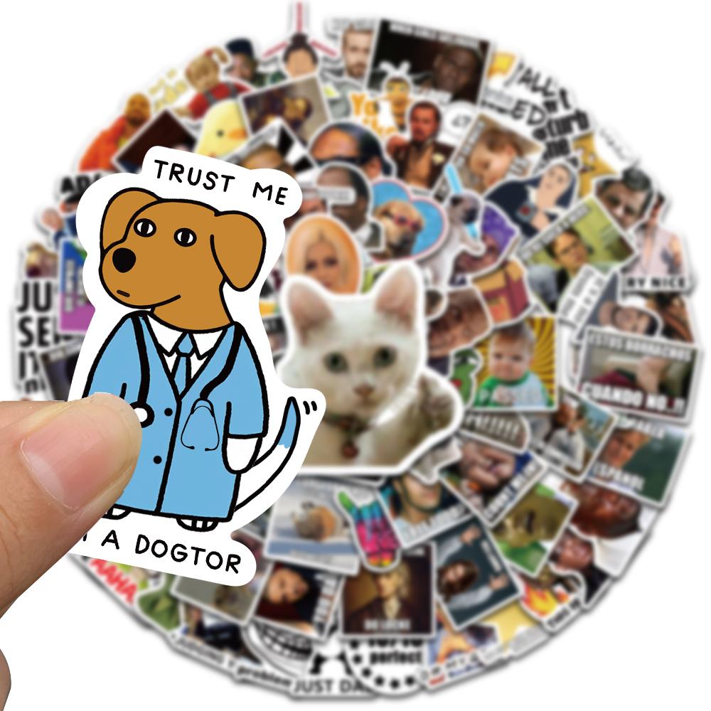 50 100150Pcspack Funny Meme Cat Cool Sticker Motorcycle Laptop Phone Suitcase Notebook Car Bottle Toy Trendy Decal Sticker Toy