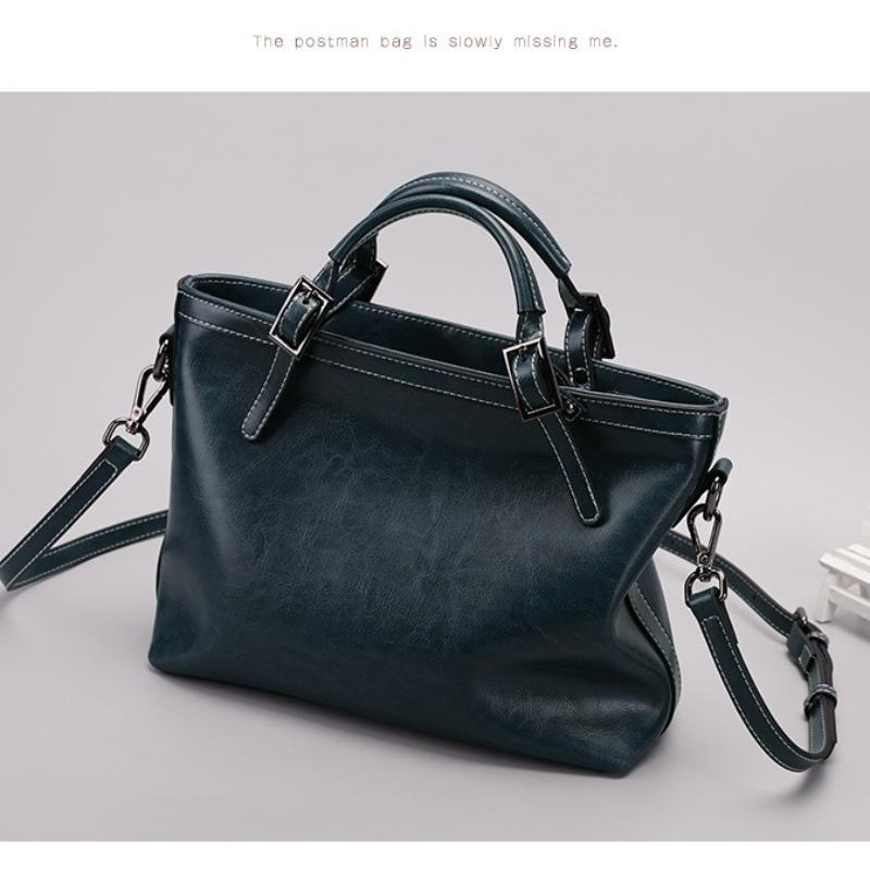 Women's The First Layer of Cowhide Genuine Leather Shoulder Bag Lady Retro Large Capacity Commuting Bags Female Cowhide Luxury Designer Handbag