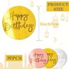 30 Pcs DIY Cupcake Decoration Toppers - Happy Birthday Mirror Acrylic Disc for Birthday Party, Gold+Rose Gold+Silver