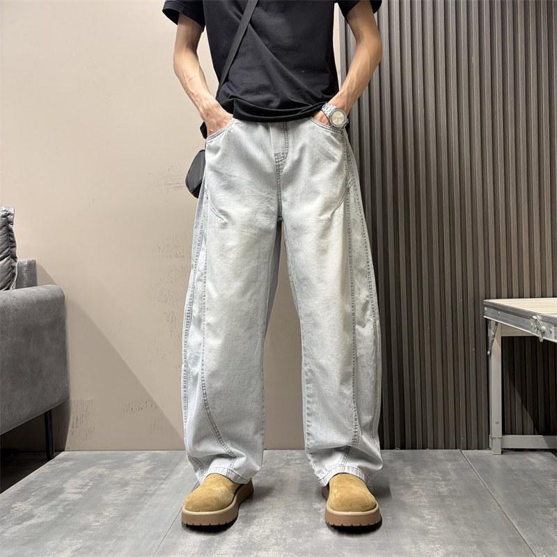Jeans estivi larghi dritti colore chiaro retrò americano pantaloni sottili da celebrità di Internet pantaloni a gamba larga belli da ribelle pantaloni a sciabola