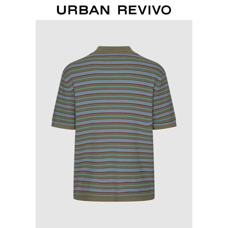 Men's Retro Striped Knit Polo Shirt