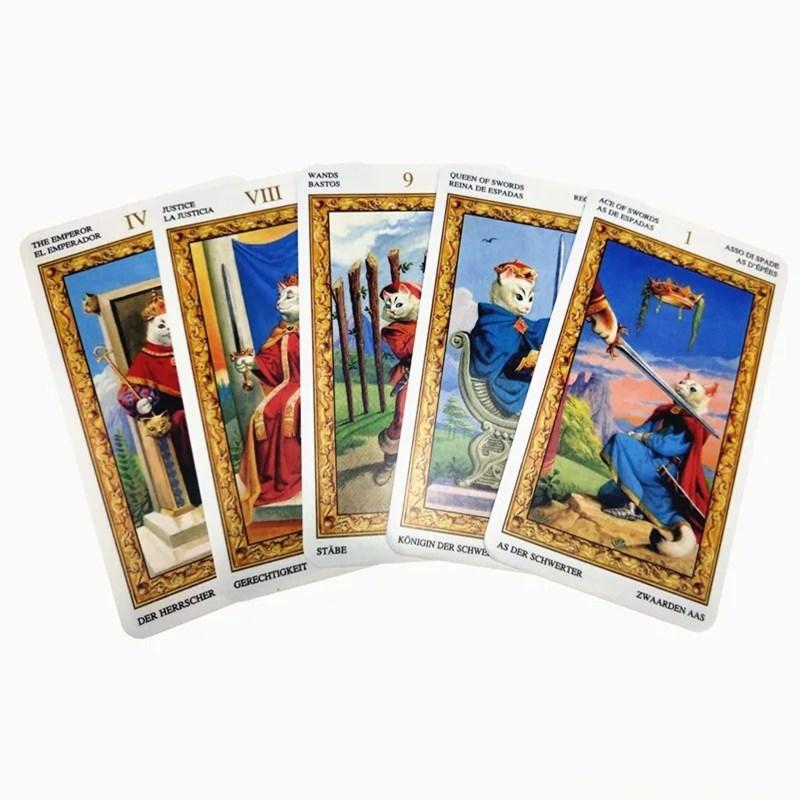 New White Cat Tarot Cards A 78 Oracle Board Games English Cute Cat Tarot Deck Playing Games Party Family Games
