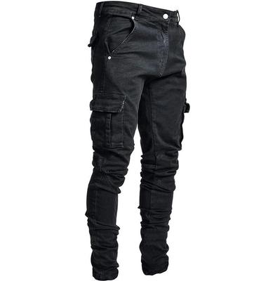 Spodnie dżinsowe Skinny jeansy Spodnie cargo Elastyczne Duży rozmiar Zapinane na guziki Bawełniane Wiosna Lato Jesień Chłodne [F fasnlido] Męskie M-3XL (Czarny A, XL)