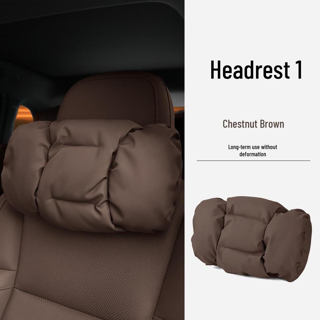 Neues Luxus Auto Kopfstützen- & Lendenwirbelstützkissen - Fleckenresistentes Leder, Fortschrittliche Nackenstütze & Baumwollpolster