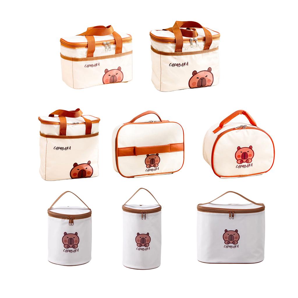 Fun Capybara Lunch Bag Easy To Carry Oxford Cloth Food Container with Aluminum Foils Lining Meal Holder for Picnics