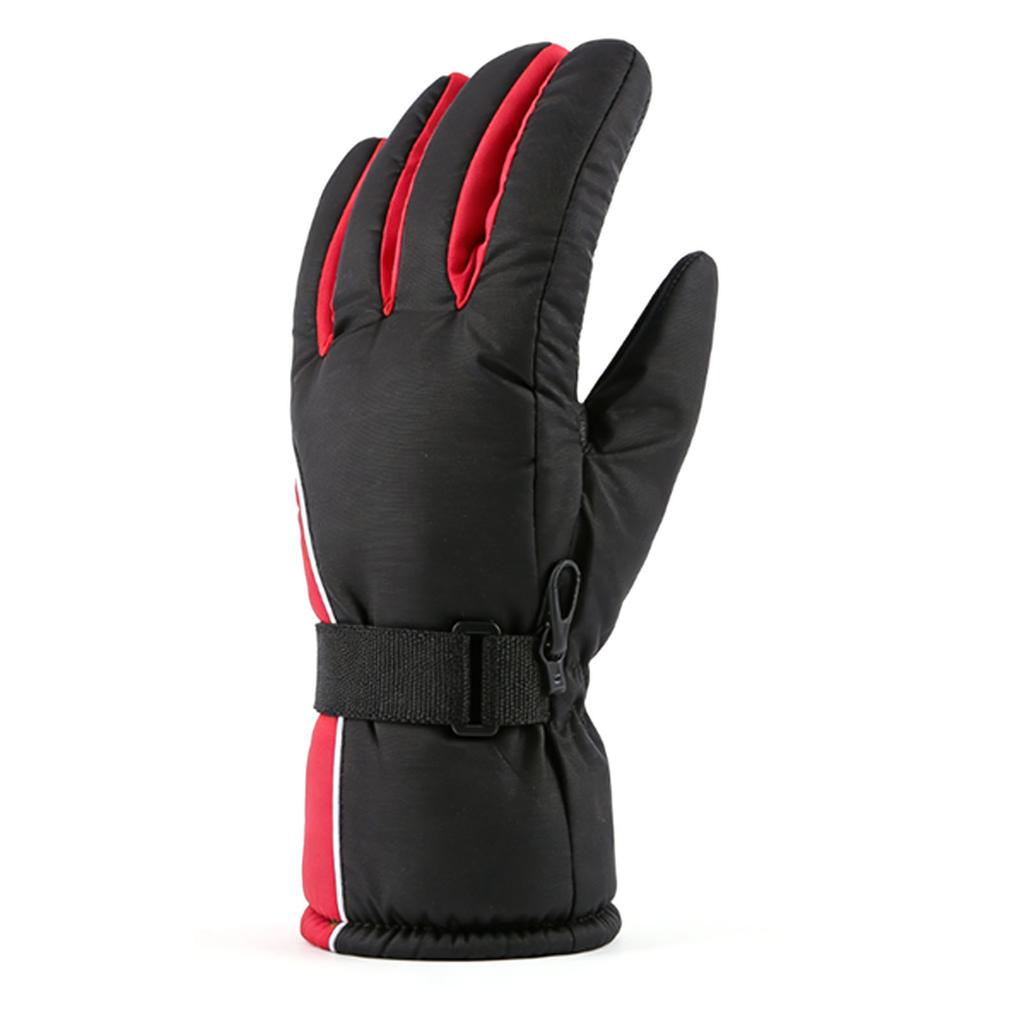 Winter Ski Gloves Windproof Waterproofing Plush Lining Warm Motorcycle Gloves for Skiing Cycling Hiking Climbing Red