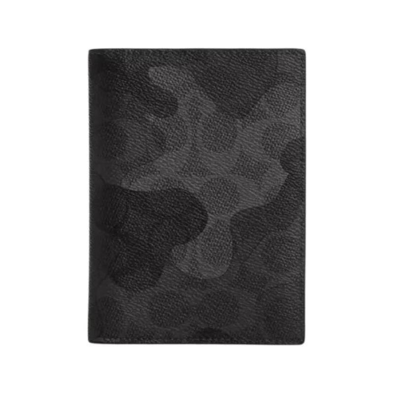COACH 10.5 Camouflage print coated canvas card holder regular men s black gray black gray чёрный