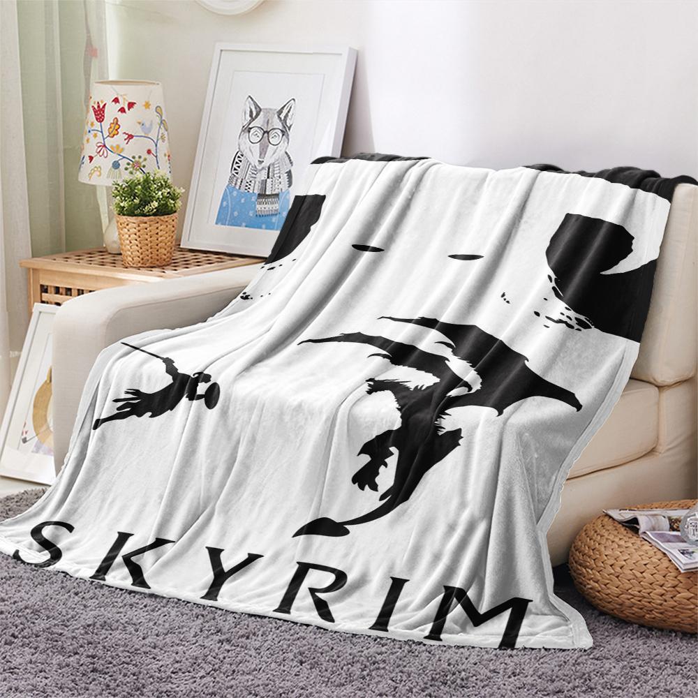 1 szt. Koc Flanelowy z Nadrukiem Skyrim, Wysoka jakość, Wygodny na Wszystkie Pory Roku, Wystrój Domu, Ciepło i Komfort, Idealny na Prezenty Świąteczne167